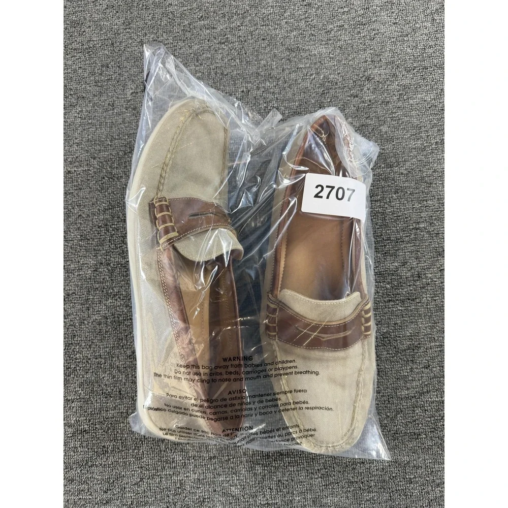 Alan Payne Canvas Loafers Shoes Mens 10.5 Beige Brown Cannes Made Brazil Casual
